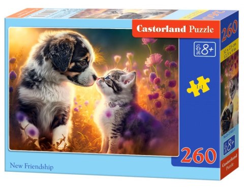 Puzzle 260 elementów Kotek, piesek nowa przyjaźń